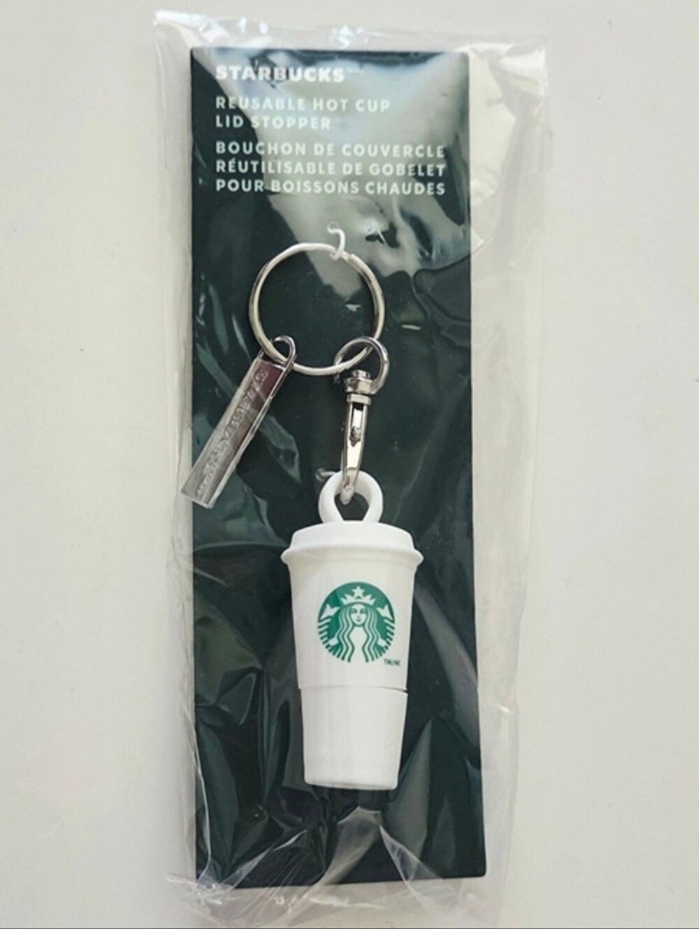Starbucks 2025 White Cup Drink Stopper Keychain Bag Charm NWT